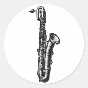 Pegatina Redonda Baritone Saxofono