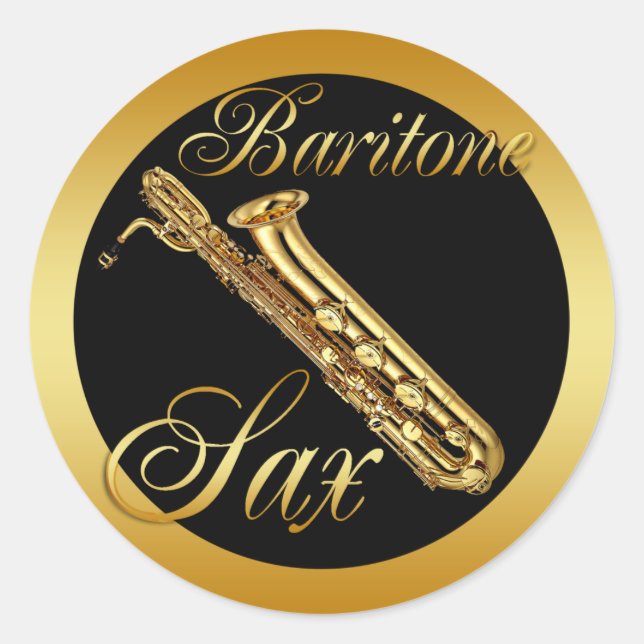 PEGATINA REDONDA BARITONE SAXOPHONE (Anverso)