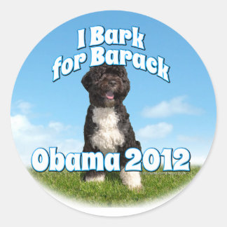 Pegatina Redonda Bark por Barack, Bo, el primer perro Obama