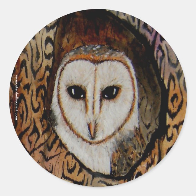 Pegatina Redonda Barn Owl (Anverso)