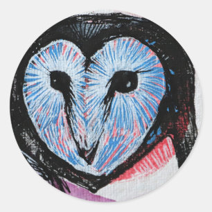 Pegatina Redonda Barn Owl Art