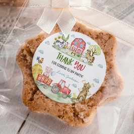 Pegatina Redonda Barnyard Farm Animals Birthday