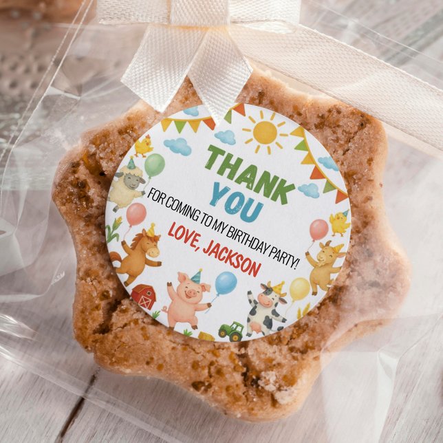 Pegatina Redonda Barnyard Farm Animals Birthday Party (Subido por el creador)