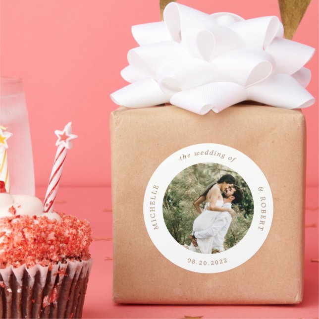 Pegatina Redonda barra de redondeo clásica de boda monograma elegan (Fiesta)