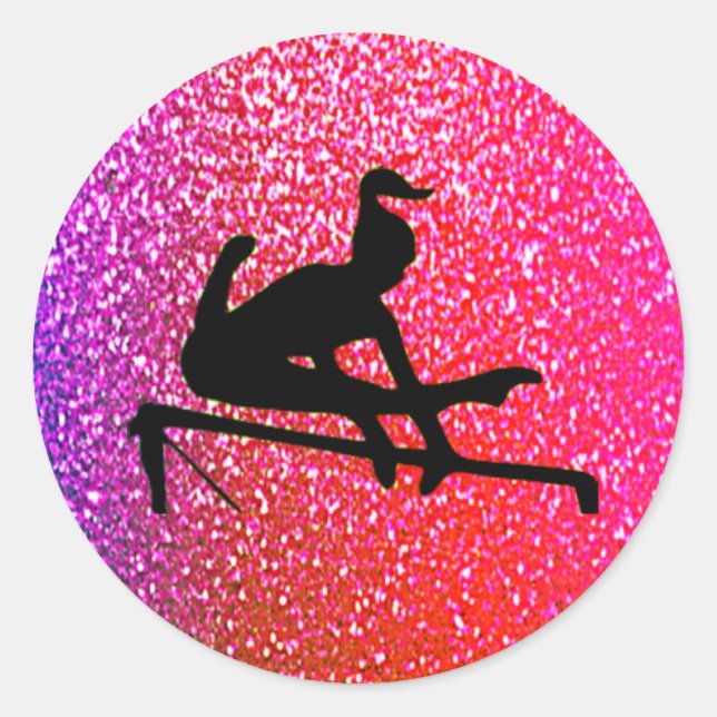 Pegatina Redonda Barras Asimétricas De Gimnasia Stickers Brillantes (Anverso)