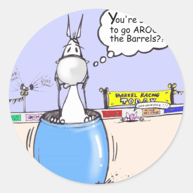 Pegatina Redonda Barrel Racer (Anverso)