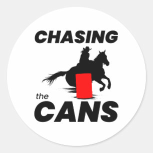 Pegatina Redonda Barrel Racer Rodeo Carreras Caballo Riendo Gracios