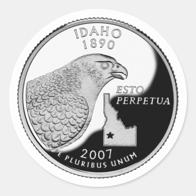 Pegatina Redonda Barrio Estatal de Faux Idaho (Anverso)