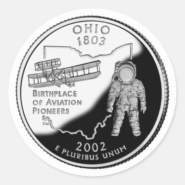 Pegatina Redonda Barrio Estatal de Faux Ohio (Anverso)