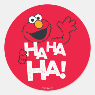 Pegatina Redonda Barrio Sésamo   Elmo - ¡Ja ja!