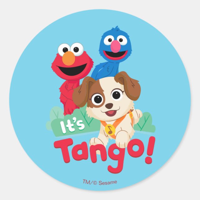 Pegatina Redonda Barrio Sésamo | Es Tango con Elmo y Grover (Anverso)