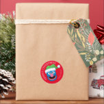 Pegatina Redonda Barrio Sésamo | Grover Merry Christmas Gift Tag<br><div class="desc">Añade este divertido pegatina de Plaza Sésamo a cualquier regalo de vacaciones.</div>