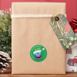 Pegatina Redonda Barrio Sésamo | Grover Merry Christmas Gift Tag<br><div class="desc">Añade este divertido pegatina de Plaza Sésamo a cualquier regalo de vacaciones.</div>