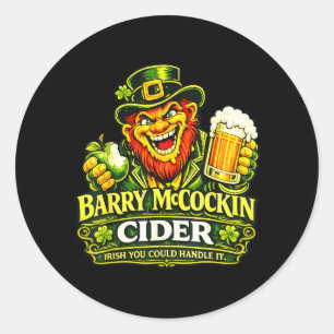 Pegatina Redonda Barry McCockiner McConconner Pub Irlandés Divertid