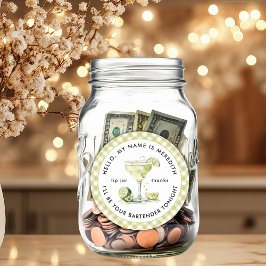 Pegatina Redonda Bartender Margarita Cocktail Tip Jar