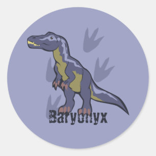 Pegatina Redonda Baryonyx azul