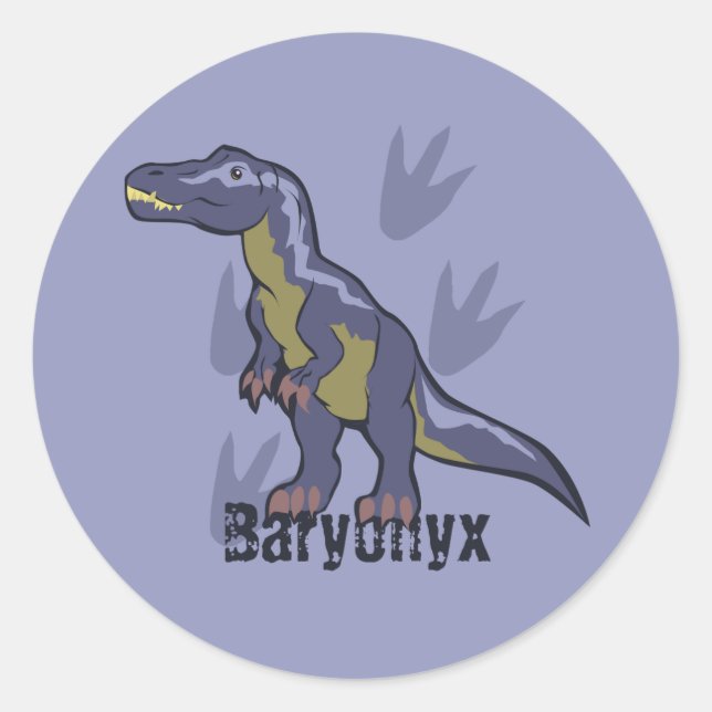 Pegatina Redonda Baryonyx azul (Anverso)