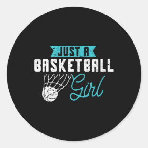 Pegatina Redonda Bas Femeninas Baloncestistas Chica De Baloncesto