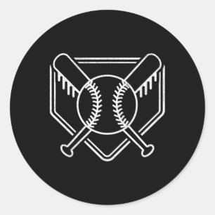 Pegatina Redonda Base de Bate de Béisbol para Niños Vintage Béisbol