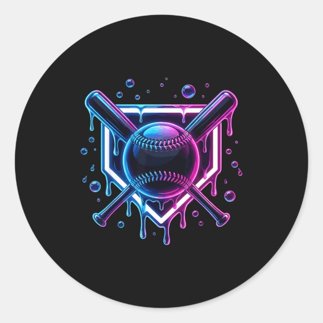 Pegatina Redonda Baseball Drip Ice Cream Bat Kids  (Anverso)