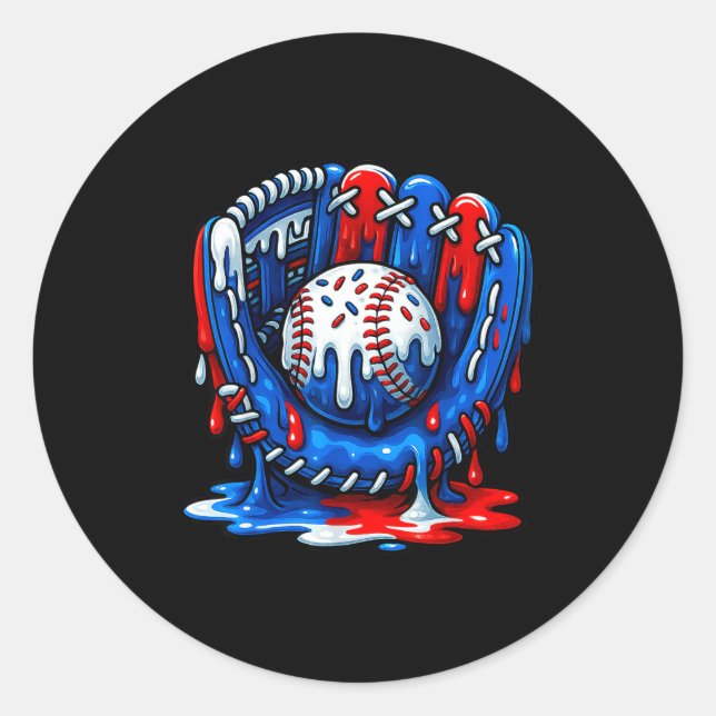 Pegatina Redonda Baseball Drip Team For Boys Ice Cream Cool  (Anverso)