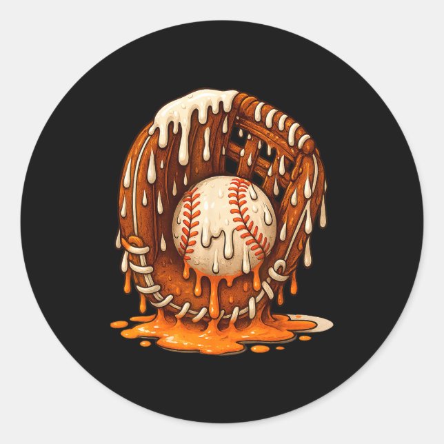 Pegatina Redonda Baseball Drip Team For Boys Ice Cream Cool  (Anverso)