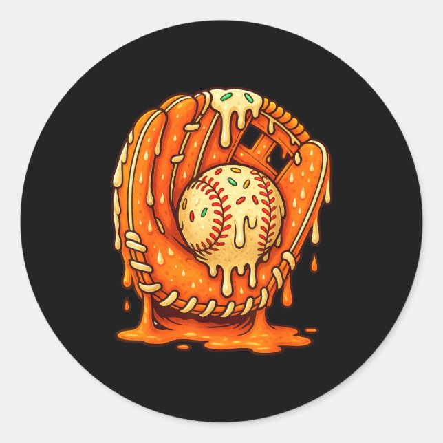 Pegatina Redonda Baseball Drip Team For Boys Ice Cream Cool  (Anverso)