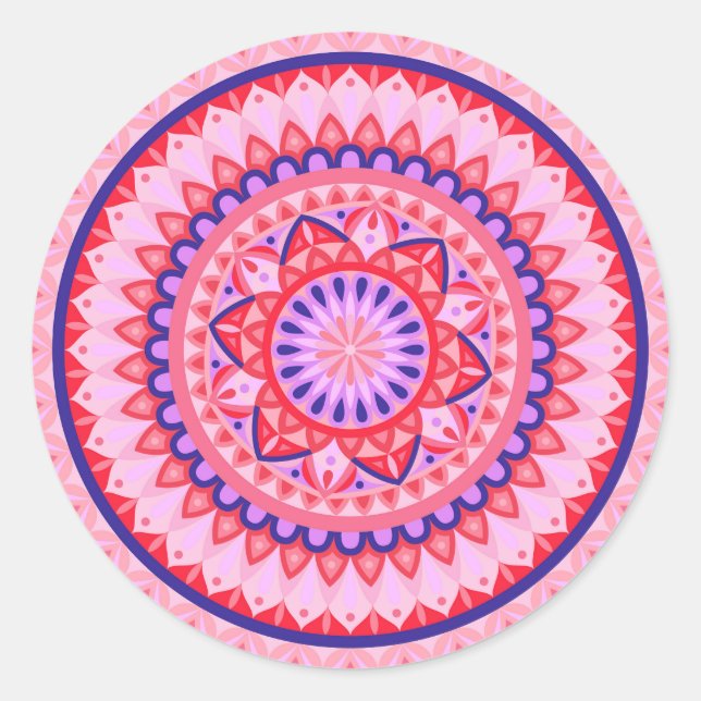 Pegatina Redonda BaseMandala rosa (Anverso)