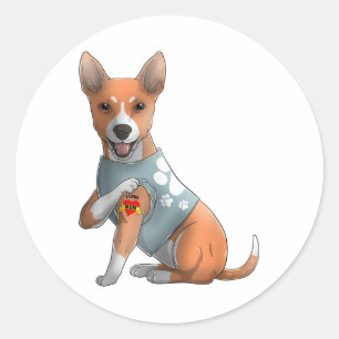 Pegatina Redonda Basenji Amo A Mamá Tattoo Camiseta De Perro Madres