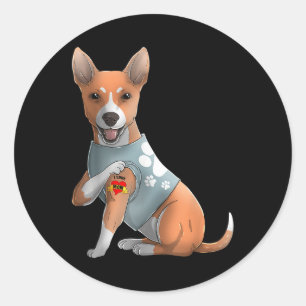 Pegatina Redonda Basenji Amo A Mamá Tattoo Camiseta De Perro Madres