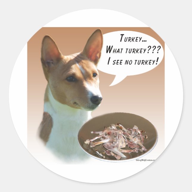 Pegatina Redonda Basenji Turquía (Anverso)