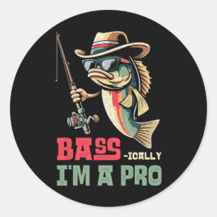Pegatina Redonda Básicamente soy un profesional amantes de la pesca
