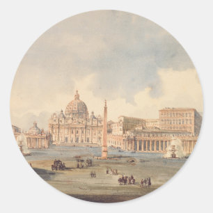 Pegatina Redonda Basílica Papal de San Pedro en el Vaticano