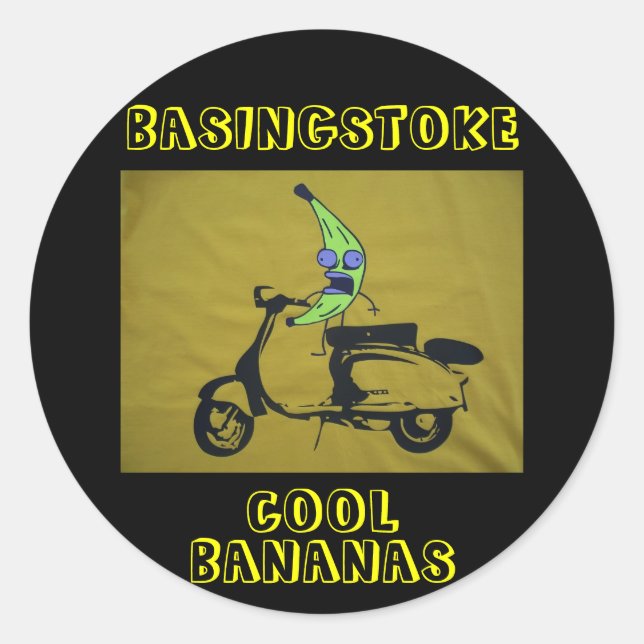 PEGATINA REDONDA BASINGSTOKE GUAY BANANAS (Anverso)
