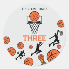 Pegatina Redonda Basketball Birthday Party Invitation