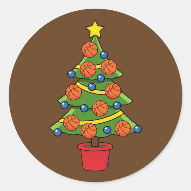 Pegatina Redonda Basketball Christmas Tree (Anverso)