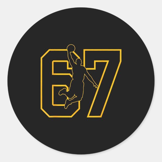 Pegatina Redonda Basketball Drip Number 67 Basketball Player  (Anverso)