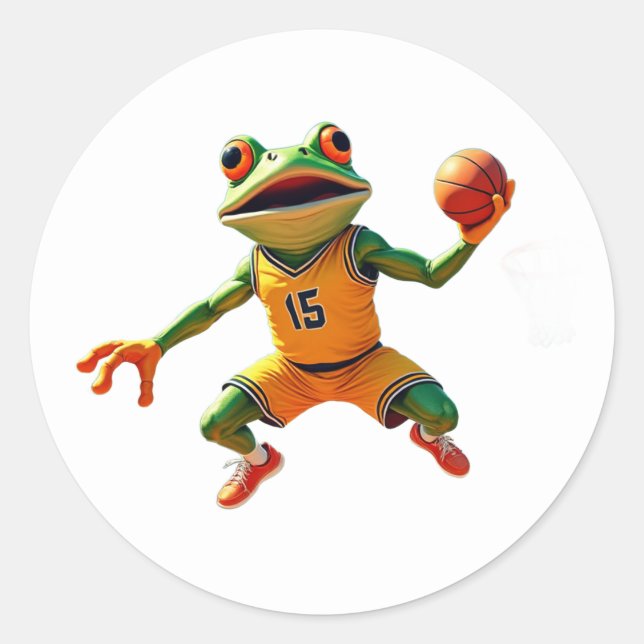 Pegatina Redonda Basketball Frog large round white stickers (Anverso)
