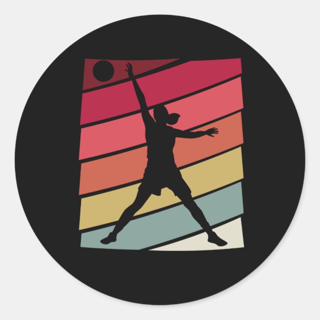 Pegatina Redonda Basketball Girl Retro (Anverso)