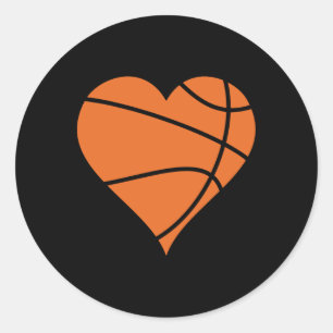 Pegatina Redonda Basketball Heart 2