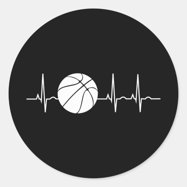Pegatina Redonda Basketball Heartbeat Ekg entrenador de baloncesto (Anverso)