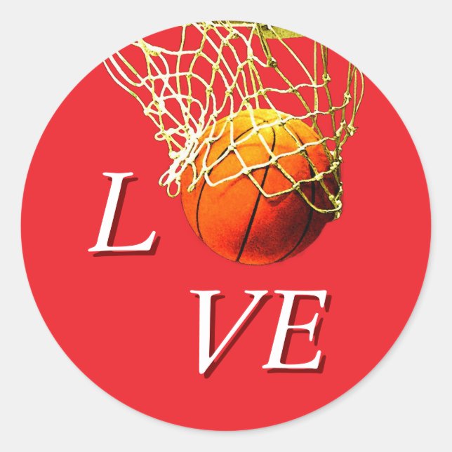Pegatina Redonda Basketball I Love (Anverso)