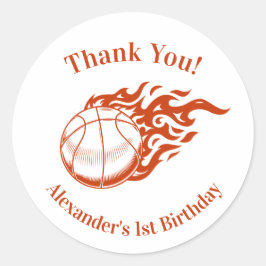 Pegatina Redonda Basketball themed thank you stickers
