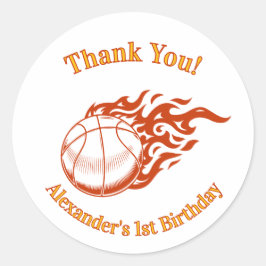 Pegatina Redonda Basketball themed thank you stickers