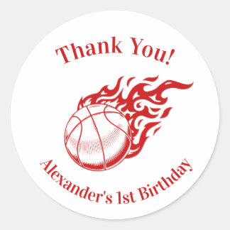 Pegatina Redonda Basketball themed thank you stickers 2