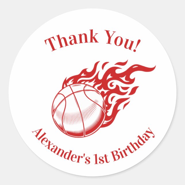 Pegatina Redonda Basketball themed thank you stickers 2 (Anverso)