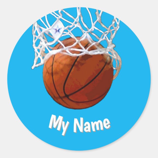Pegatina Redonda Basketball Your Name Custom (Anverso)