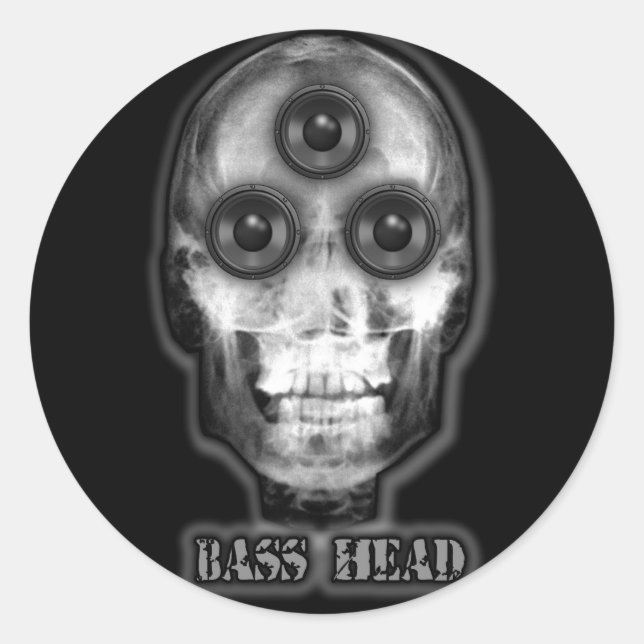 Pegatina Redonda BASS HEAD Dubstep Artista (Anverso)