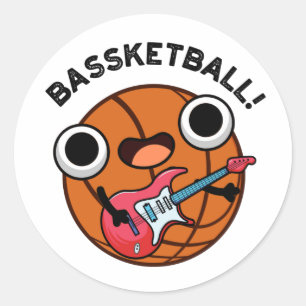 Pegatina Redonda Bassketball Funny Baloncesto Music Pun