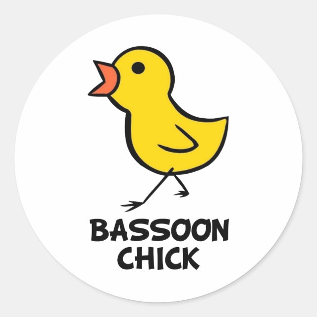 Pegatina Redonda Bassoon Chick (Anverso)
